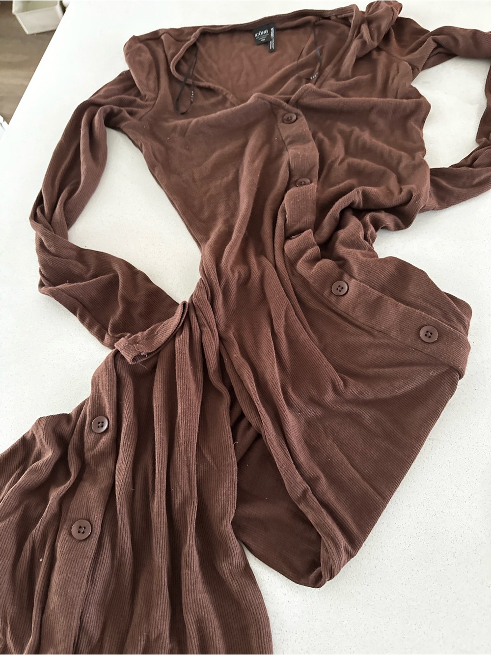 Simons ribbed stretchy brown maxi dress